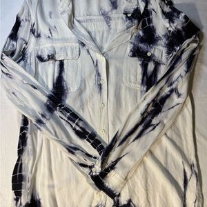 Michael Farrell Tie-Dye Button-Down Shirt - Black & White